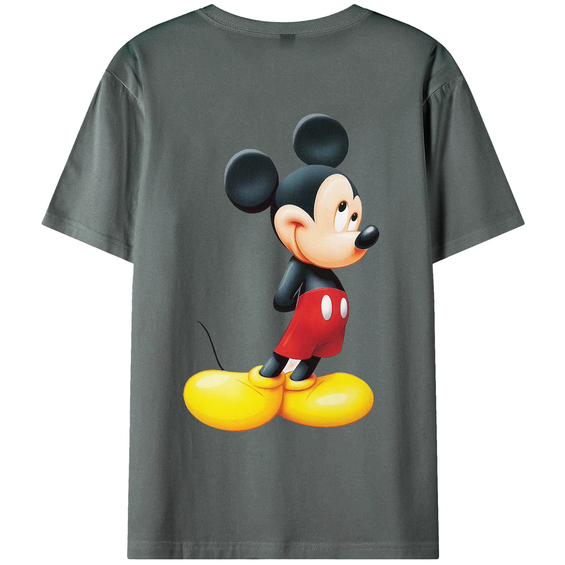 （画像用） ミッキーマウス Mickey Mouse 綿100％ メンズ半袖Tシャツ（バックプリント） 通気性
